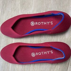Rothy's Burgundy Ballet Flats with Blue Trim